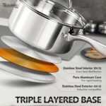 MICHELANGELO Saucepan Set 6pc, 18/10 Stainless Steel Sauce Pan with Lid, Tri-Ply Bottom Sauce Pot Set, Nonstick Saucepan, Induction Compatible, 1QT & 2QT &3QT - Image 4