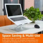Amazon Basics Sturdy and Portable Ergonomic Laptop Stand for Desk, Adjustable Riser, Fits all Laptops and Notebooks up to 17.3 Inch, Silver, 10 x 8.7 x 6 in - Image 6
