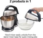 Hamilton Beach Classic Stand and Hand Mixer, 4 Quarts, 6 Speeds with QuickBurst, Bowl Rest, 290 Watts Peak Power, Black and Stainless - Image 3