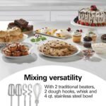 Hamilton Beach Classic Stand and Hand Mixer, 4 Quarts, 6 Speeds with QuickBurst, Bowl Rest, 290 Watts Peak Power, Black and Stainless - Image 4