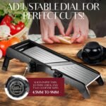 Gramercy Adjustable Mandoline Slicer for Kitchen, Potato Cutter, Vegetable Chopper, Mandolin, Cucumber Slicer- INCLUDING one Pair Cut-Resistant Gloves and Waffle Fry Cutter - Image 4
