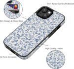 Obbii for iPhone 13/14/15 Case with Card Holder Soft Leather Wallet Case Protective Shockproof Hard Cover for Women Man (Blue Floral Flower) - Image 4