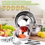 WEPSEN Mixing Bowls Set, 25PCS Stainless Steel Mixing Bowl with Lid Set, Large Nesting Bowls 7, 4.5, 3,2, 1.5QT, Measuring Cups and Spoons Baking Utensils Metal Bowl for Kitchen Prep - Image 3
