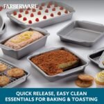 Farberware Nonstick Steel Bakeware Set with Cooling Rack, Baking Pan and Cookie Sheet Set with Nonstick Bread Pan and Cooling Grid, 10-Piece Set, Gray - Image 4