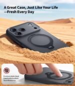 Dmzlh Magnetic for iPhone 17 Pro Case with 360° Stash Stand, Military Grade & Full Camera Protection, Compatible with MagSafe, Anti-Slip, Translucent Matte (Black) - Image 6