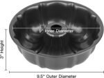 Novery 9.5" Non-stick Cake Pan, Heavy Duty Carbon Steel Fluted Tube Round Baking Pan,Buntz Pound Cake Pan Mold,Tube Bakeware,Baking Mold for Jello,Gelatin,Chocoflan,Flan - Image 3