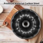 Novery 9.5" Non-stick Cake Pan, Heavy Duty Carbon Steel Fluted Tube Round Baking Pan,Buntz Pound Cake Pan Mold,Tube Bakeware,Baking Mold for Jello,Gelatin,Chocoflan,Flan - Image 4