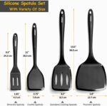 Silicone Spatula Set, 600°F Heat Resistant Silicone Spatula Turner Flipper for Cooking, Non Stick and Non Scratch Kitchen Utensils for Eggs & Pancakes, 4 Pack, Black - Image 3