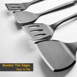 Silicone Spatula Set, 600°F Heat Resistant Silicone Spatula Turner Flipper for Cooking, Non Stick and Non Scratch Kitchen Utensils for Eggs & Pancakes, 4 Pack, Black - Image 4