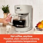 BELLA 12 Cup Programmable Coffee Marker, Reusable Dishwasher Safe Accessories, Easy LCD diaply, Auto Shutoff, 900 watt, Oatmilk - Image 4