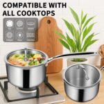 EWFEN 3 Ply Stainless Steel Saucepan with Lid, 3 Quart Multipurpose Cooking Pot, Stay-Cool Handle, Induction Oven Dishwasher Safe, 3 QT - Image 4