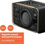 JBL Authentics 200 - Retro Style Smart Home Speaker with Built in Wi-Fi, Bluetooth and Voice Assistants, Alexa and Google Assistant, Multi-Room Playback, Automatic self tuning (Black/Gold) - Image 3