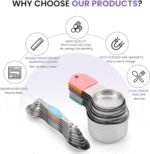 Magnetic Measuring Cups and Spoons Set-Heavy Duty 304 Stainless Steel，Double Measurement Markings，Set of 16 with Leveler for Measure Dry and Liquid Ingredients - Image 3