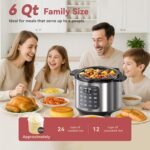 Electric Pressure Cooker 6 Qt, 9 Functions Programmable Instant Pot with IMD Touchscreen, Rice Cook, Slow Cook, Steam, Sauté, Warm, 16+ Safety Features, 1000W Silver - Image 4