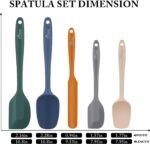 HOTEC Heat Resistant 600℉ BPA-Free Silicone Rubber Spatula Set for Baking, Cooking, and Mixing Non Stick Dishwasher Safe, Neutral Set of 5 - Image 3