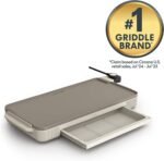bella 10" x 20" Electric Griddle with Warming Tray, EverGood™ Ceramic Nonstick Coating & Removable Temperature Probe, Dishwasher-Safe Drip Tray & Cool Touch Handles, 1500 Watt, Oatmilk - Image 4