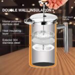 Secura French Press Coffee Maker, 304 Grade Stainless Steel Insulated Coffee Press with 2 Extra Screens, 50oz (1.5 Litre), Silver - Image 3