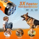 ATVIOO Dog Bark Deterrent Device, 3X Sonic Emitters, Dual-Frequency Bark Control, Flashlight & Sound Modes, Humane No-Bark Trainer, Safety Lock, USB-C Rechargeable (Orange) - Image 3