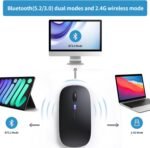 Wireless Bluetooth Mouse, Rechargeable, LED, Silent, Ultra-thin Design (Bluetooth 5.2 and 2.4GHz USB Receiver) | Portable Computer Mouse for Laptops, iPads, MacBooks and Apple Devices (Black) - Image 5