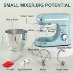 HOWORK Electric Stand Mixer,10+p Speeds Kitchen Mixer With 6.5QT Stainless Steel Bowl,Dough Hook, Wire Whip & Beater,for Most Home Cooks(Blue) - Image 3
