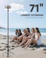 RISEOFLE 71” Phone Tripod & Selfie Stick, Portable All in One Extendable Cell Phone Tripod Stand, with Wireless Remote Control for iPhone/Samsung/Android/Camera - Image 4