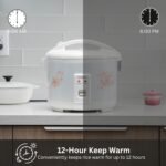 Tiger JNP-1000-LF 5.5 Cup Capacity White Rice Cooker with Non-Stick Inner Pot, Retractable Power Cord, and Keep Warm up to 12 hours (Flower) - Image 5