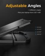 AICHESON Laptop Cooling Pad 5 Fans Up to 17.3 Inch Heavy Notebook Cooler, Blue LED Lights, 2 USB Ports, S035, Blue-5fans - Image 4