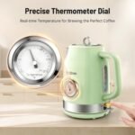 Retro Electric Kettle, PARIS RHÔNE 1.7L Hot Tea Kettle with Thermometer, 1500W Fast Heating, Cordless Design, LED Indicator, Auto Shut-Off & Boil Dry Protection - Image 3
