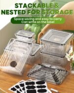 KEMETHY 60 PCS Food Storage Containers with Lids, BPA-Free Plastic Food Containers for Kitchen Storage, Leak Proof, Reusable Meal Prep Containers with Labels & Pen - Image 5