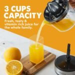 Elite Gourmet ETS326 BPA-Free 40-Watt Electric Citrus Juicer, Compact, Large Volume, Pulp Control, Oranges, Lemons, Limes, Grapefruits with Easy Pour Spout, 24oz, Black/Stainless Steel - Image 3