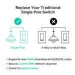 Kasa Matter Smart Light Switch: Voice Control w/Siri, Alexa & Google Assistant, UL Certified, Timer & Schedule, Easy Guided Install, Neutral Wire Required, Single Pole, 2.4GHz Wi-Fi, 3-Pack - Image 6