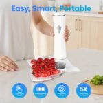Vacuum Sealer for Food with Visible Tank, Handheld Vacuum Sealer Machine with 30 Reusable Bags for 5X Longer Freshness, Wireless & Portable, White - Image 3