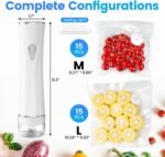 Vacuum Sealer for Food with Visible Tank, Handheld Vacuum Sealer Machine with 30 Reusable Bags for 5X Longer Freshness, Wireless & Portable, White - Image 5