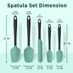 Coukre Silicone Spatula Set of 5,High Temperature Resistant, Food Grade Silicone, Dishwasher Safe, for Baking, Cooking (Aqua Green) - Image 3