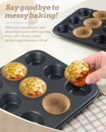 Bake Choice 2 Pack Muffin Pan for Baking, Standard Cupcake Pan includes 100 Natural Cupcake Liners, Muffin Tin Nonstick 12 Cup, Baking Pans Set, Carbon Steel Baking Supplies - Image 4