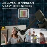 4K Webcam for PC with Remote Control, Ultra HD 1/2.55'' Sensor, Autofocus, 10x Digital Zoom, Low Light Performance, Streaming Camera for PC/Video Calling/Zoom/Skype/Teams - Image 3