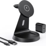 MagSafe Charger - iPhone Charger Stand, 3 in 1 Fast Magnetic Wireless Charger for iPhone 17/16/15/14/13/12 Series - Black - Image 3