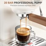 Espresso Machine, 20 BAR Pump Temperature Control, Compact Espresso Maker with Steam Milk Frother, Professional Coffee Makers for Home, Cappuccino, Latte, Gifts for Coffee Lover, White - Image 3