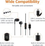 Amazon Basics Wired Earbuds with Microphone, in Ear Headphones, USB-C, 4.2 ft Long Cable, S/M/L Ear Tips, One Size, Black - Image 3