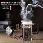 QUQIYSO Coffee Maker 304 Stainless Steel French Press with 4 Filter, Heat Resistant Durable, Easy to Clean, Borosilicate Glass Coffee Press, 100% BPA Free Teapot, 21 ounce, copper - Image 3