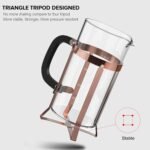 QUQIYSO Coffee Maker 304 Stainless Steel French Press with 4 Filter, Heat Resistant Durable, Easy to Clean, Borosilicate Glass Coffee Press, 100% BPA Free Teapot, 21 ounce, copper - Image 4