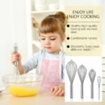 HOTEC 4 Pieces Stainless Steel Whisks Set Wire Whisk Balloon Whisk Egg Beater Kitchen Utensils for Stirring, Beating, Blending - Image 3