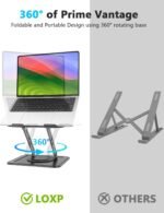 Adjustable Laptop Stand, Computer Stand with 360 Rotating Base, Ergonomic Laptop Riser Mount for Desk Foldable Protable Computer Desk Fits with MacBook Pro Air (10-16") - Black - Image 3