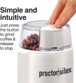Proctor Silex Electric Coffee Grinder for Beans, Spices and More, Stainless Steel Blades, 12 Cups, White - Image 3