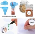 SPANLA Spice Jars, 12 Pack 4oz Small Glass Jars with Airtight Hinged Lid, With 12 Spice Labels & Silicone Funnels, Airtight Glass Jars for Spices, Art Craft Storage (12 Pack) - Image 4