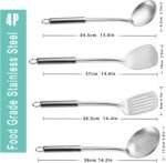 Pleafind 4-Pcs Cooking Utensils Set, Stainless Steel Kitchen Utensils, Wok Utensils Set Include Wok Ladle, Slotted Spoon, Wok Spatula and Slotted Spatula, Dishwasher Safe - Image 3