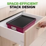 NutriChef 8-Piece Nonstick Stackable Bakeware Set - PFOA, PFOS, PTFE Free Baking Pan Set w/Non-Stick Coating, 450°F Oven Safe, Round Cake, Loaf, Muffin, Wide/Square Pans, Cookie Sheet (Plum) - Image 3