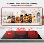AMZCHEF 30 Inch 10600W Induction Cooktop With 5 BOOST Burners, 9 Levels Electric, Built-in Control by Slide Touchscreen, Child Safety Lock, Independent Timer, No Plug, 240V - Image 3