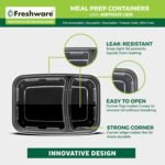 Freshware Meal Prep Containers [50 Pack] 2 Compartment with Lids, Food Storage Containers, Bento Box, BPA Free, Stackable, Microwave/Dishwasher/Freezer Safe (28 oz) - Image 6