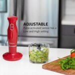 OVENTE Immersion Hand Blender Set, 300W Corded Electric Handheld Stick Mixer, 2 Mixing Speeds with Stainless Steel Blades, Egg Whisk, Beaker & BPA-Free Food Chopper, Red HS565R - Image 4